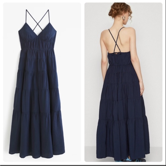 Abercrombie & Fitch Dresses & Skirts - NWT Abercrombie & Fitch Blue Tiered Maxi Dress  Flowy Crisscross Back Sundress S